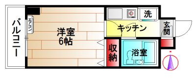 【間取】　洋室6帖1Kタイプ！